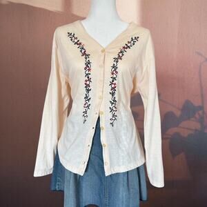 Cream embroidered button up top